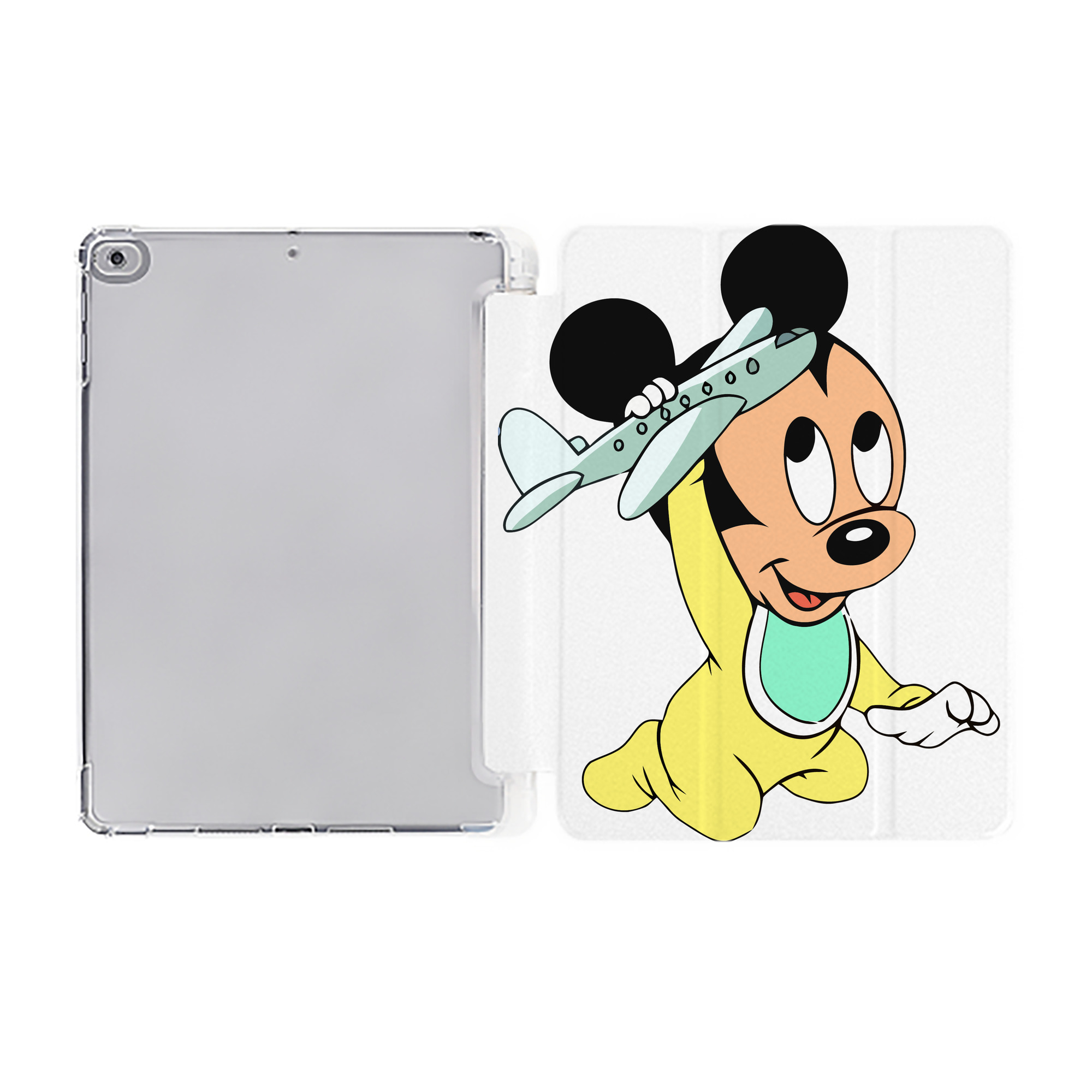 （画像用） ミッキーマウス Mickey Mouse IPad ケース ペン収納付き 三つ折りスタンド PUレザー×シリコン 対応機種9.5/10.5/10.9インチ
